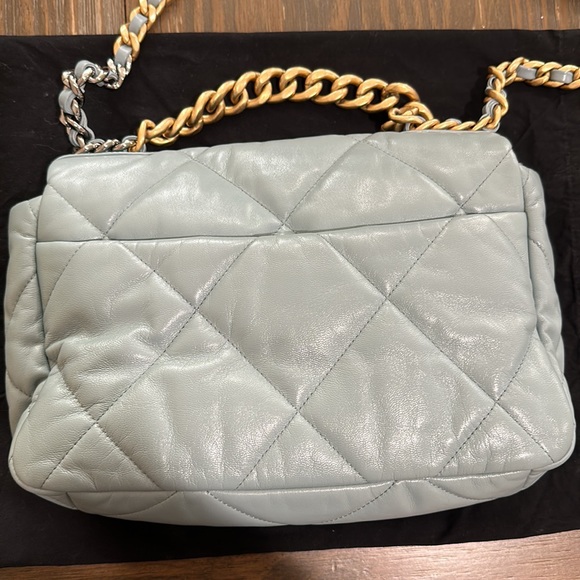 Chanel Lambskin Quilted Large Chanel 19 Flap Light Blue - Picture 7 of 9